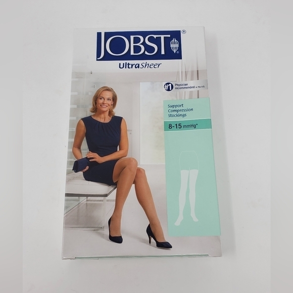 JOBST ULTRA SHEER SUPPORT COMPRESSION STOCKINGS 8-15 MMHG SILKY BEIGE LARGE - Picture 1 of 13
